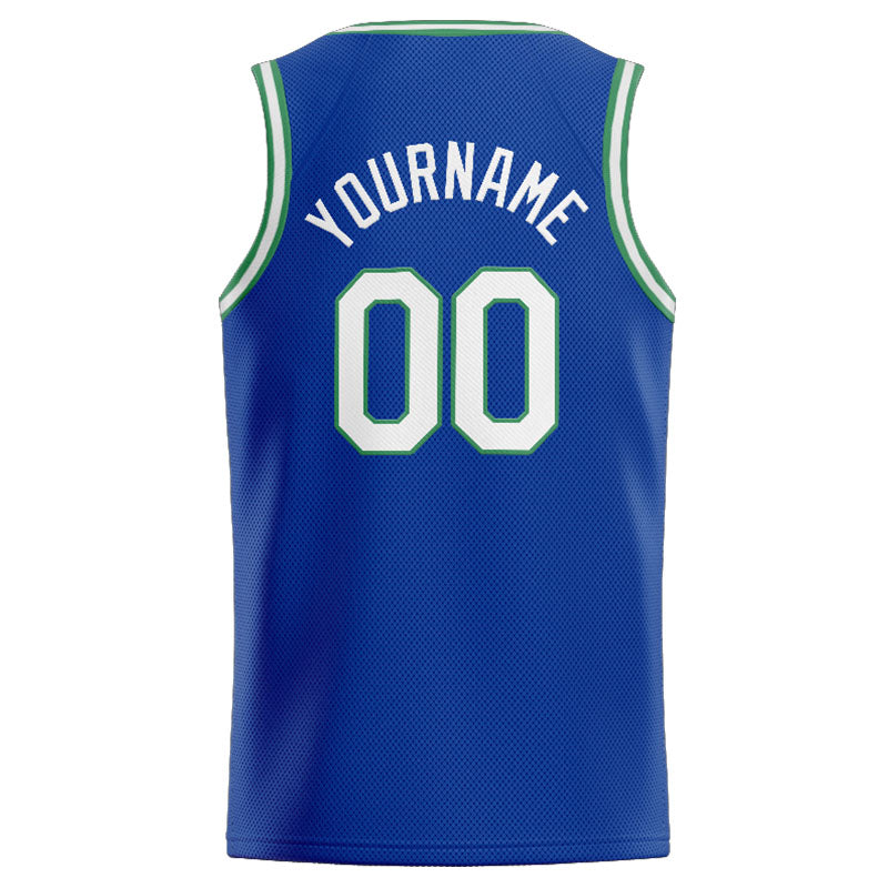 Benutzerdefinierte Authentisch  Basketball Trikot königlich -Weiß-Blaugrün