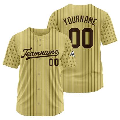 Benutzerdefinierte Authentisch Baseball  Nadelstreifen Gold-Braun Netz