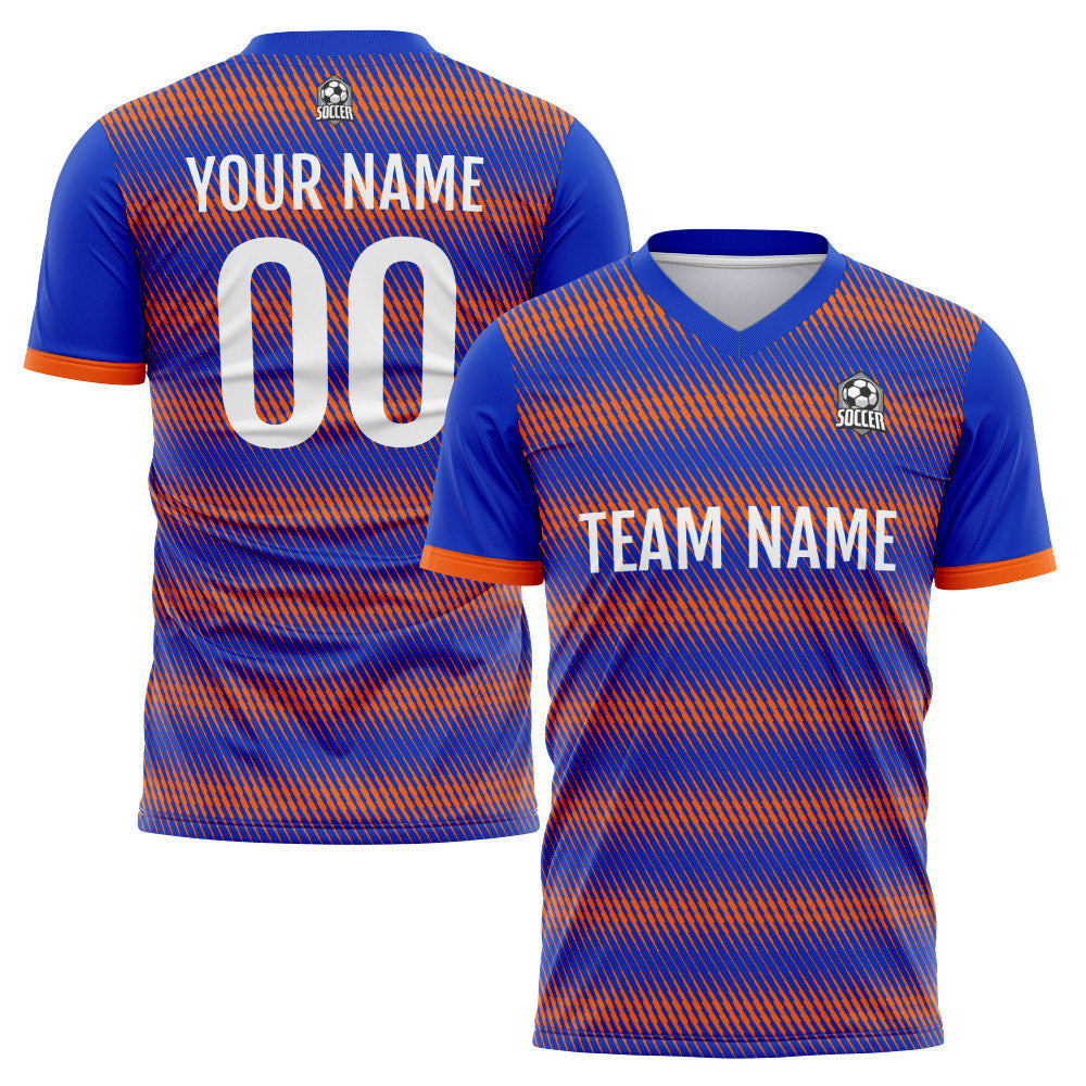 Benutzerdefinierte Fußball Trikots für Männer Frauen Personalisierte Fußball Uniformen für Erwachsene und Kind Royal-Orange
