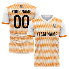 Benutzerdefinierte Fußball Trikots für Männer Frauen Personalisierte Fußball Uniformen für Erwachsene und Kind Weiß-Orange