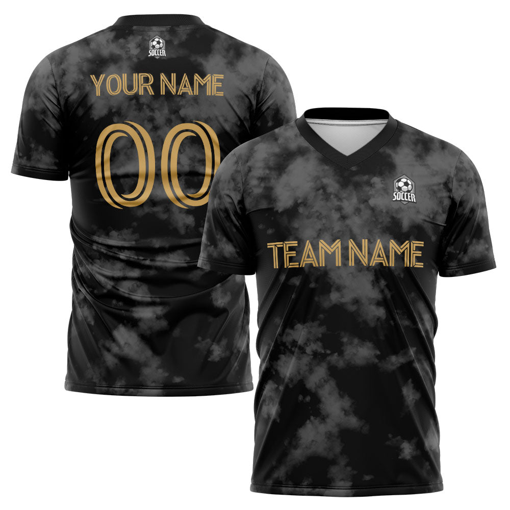 Angefertigte Schwarz Fußball-Trikots für Kinder und Erwachsene, personalisierte Fußball-T-Shirts mit Teamname, Nummer und Logo