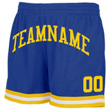 Benutzerdefiniert Weiß-Königlich-Gelb Authentisch Rückblick Basketball Kurze Hose