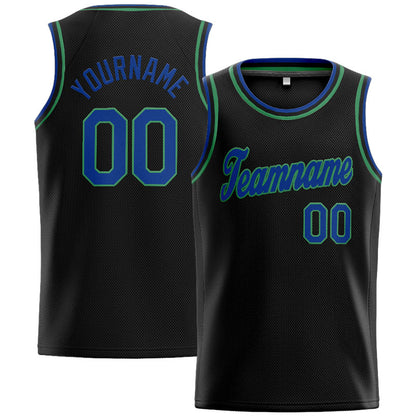 Benutzerdefinierte Authentisch  Basketball Trikot Schwarz-Blau-Blaugrün