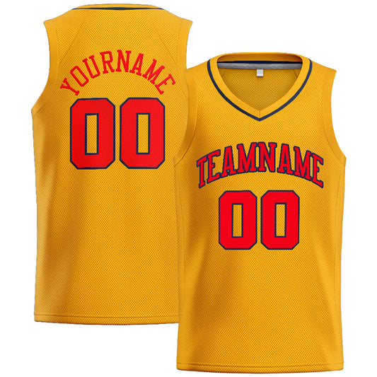 Benutzerdefinierte Authentisch  Basketball Trikot Gelb-Rot-Marine