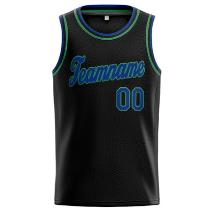 Benutzerdefinierte Authentisch  Basketball Trikot Schwarz-Blau-Blaugrün