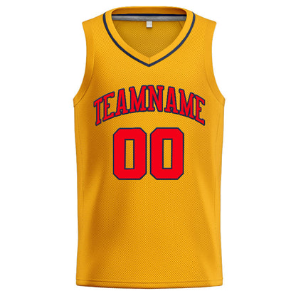 Benutzerdefinierte Authentisch  Basketball Trikot Gelb-Rot-Marine