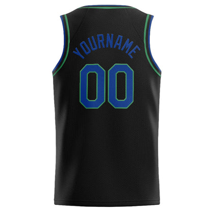 Benutzerdefinierte Authentisch  Basketball Trikot Schwarz-Blau-Blaugrün