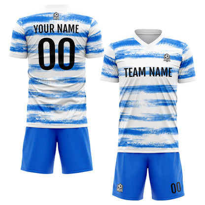 Benutzerdefinierte Fußball Trikots für Männer Frauen Personalisierte Fußball Uniformen für Erwachsene und Kind Blau-Weiß
