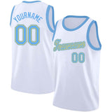 Benutzerdefiniert Authentisch Basketball Jersey Weiß-Hellblau-Gelb