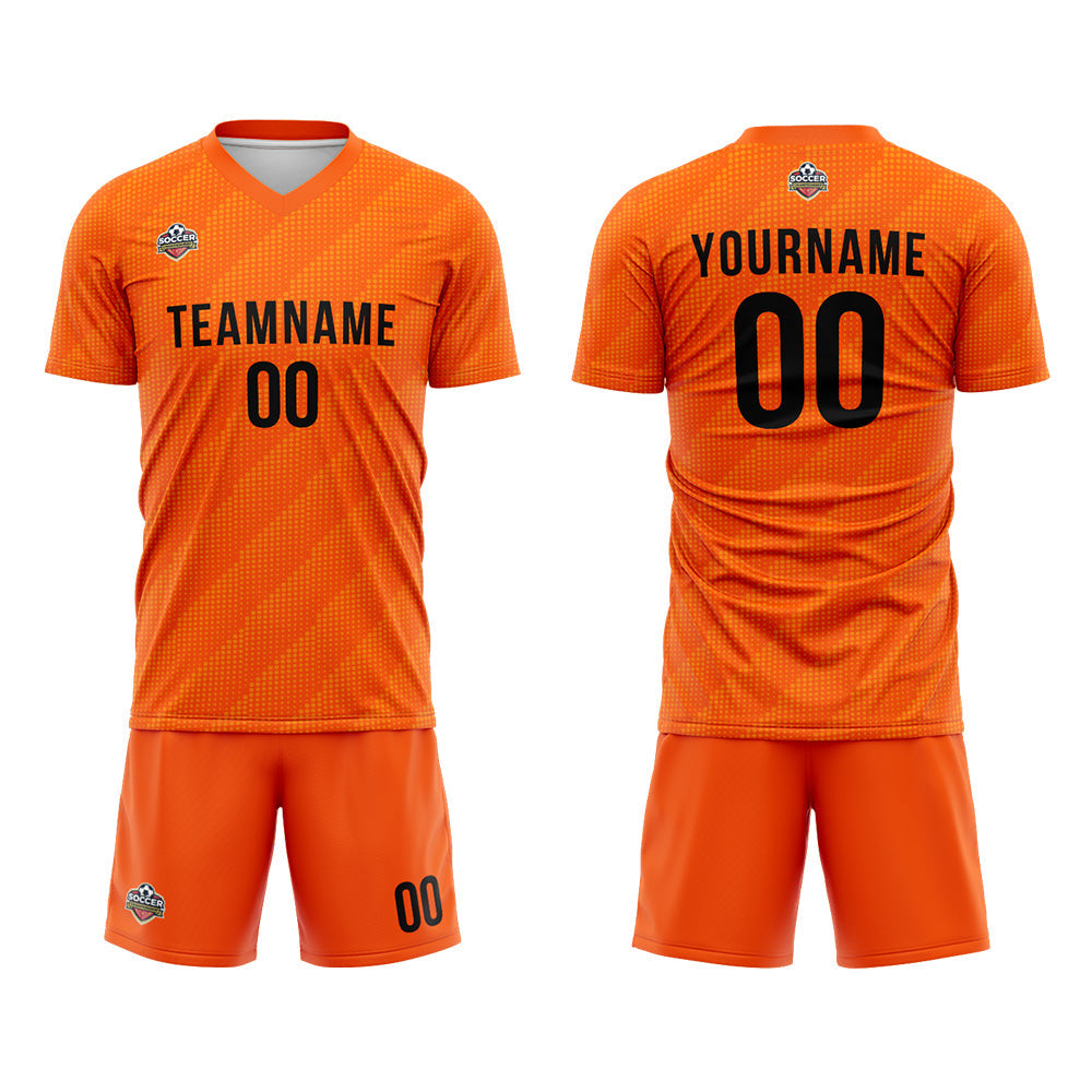Benutzerdefinierte Fußball Trikots für Männer Frauen Personalisierte Fußball Uniformen für Erwachsene und Kind Orange