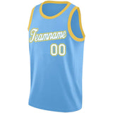 Benutzerdefiniert Authentisch Basketball Jersey Hellblau-Weiß-Gelb