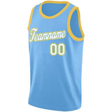 Benutzerdefiniert Authentisch Basketball Jersey Weiß-Hellblau-Gelb
