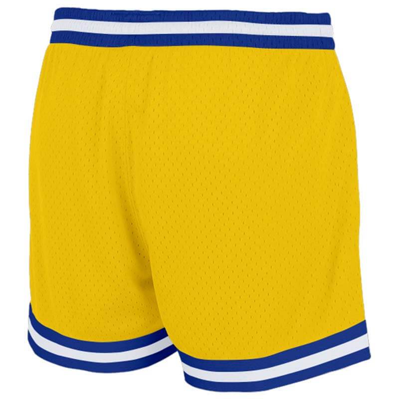 Benutzerdefiniert Gelb-Königlich-Weiß Authentisch Rückblick Basketball Kurze Hose
