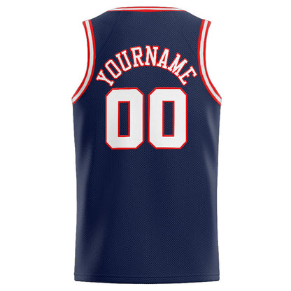 Benutzerdefinierte Authentisch  Basketball Trikot Marine-Weiß-Rot