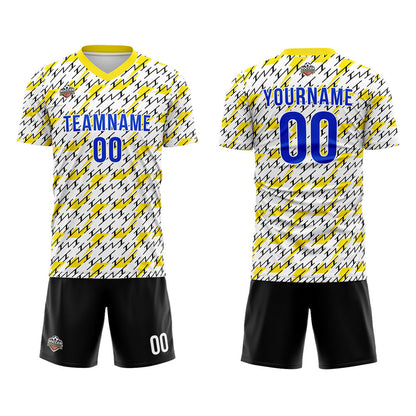 Benutzerdefinierte Fußball Trikots für Männer Frauen Personalisierte Fußball Uniformen für Erwachsene und Kind Gelb-Schwarz