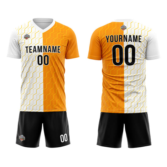 Benutzerdefinierte Fußball Trikots für Männer Frauen Personalisierte Fußball Uniformen für Erwachsene und Kind Weiß-Orange