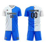 Benutzerdefinierte Fußball Trikots für Männer Frauen Personalisierte Fußball Uniformen für Erwachsene und Kind Weiß-Blau