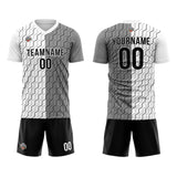 Benutzerdefinierte Fußball Trikots für Männer Frauen Personalisierte Fußball Uniformen für Erwachsene und Kind Weiß-Grau