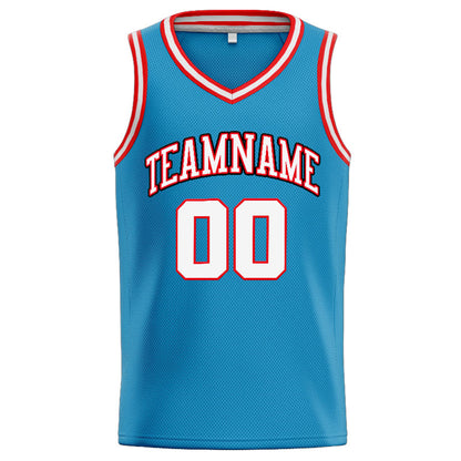 Benutzerdefinierte Authentisch  Basketball Trikot Aqua-Weiß-Rot