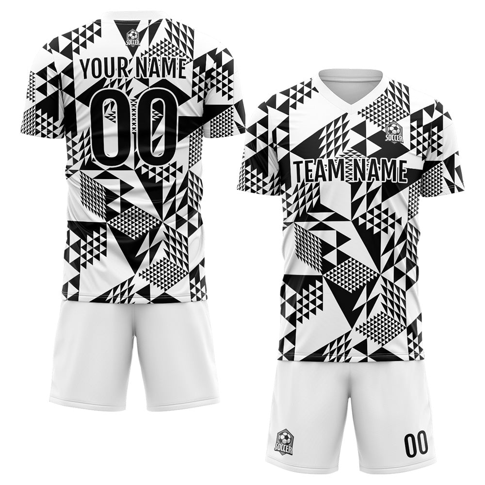 Benutzerdefinierte Fußball Trikots für Männer Frauen Personalisierte Fußball Uniformen für Erwachsene und Kind Weiß-Schwarz