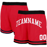Benutzerdefiniert Schwarz-Rot-Gelb-Weiß Authentisch Rückblick Basketball Kurze Hose