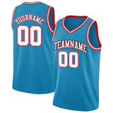 Benutzerdefinierte Authentisch  Basketball Trikot Aqua-Weiß-Rot