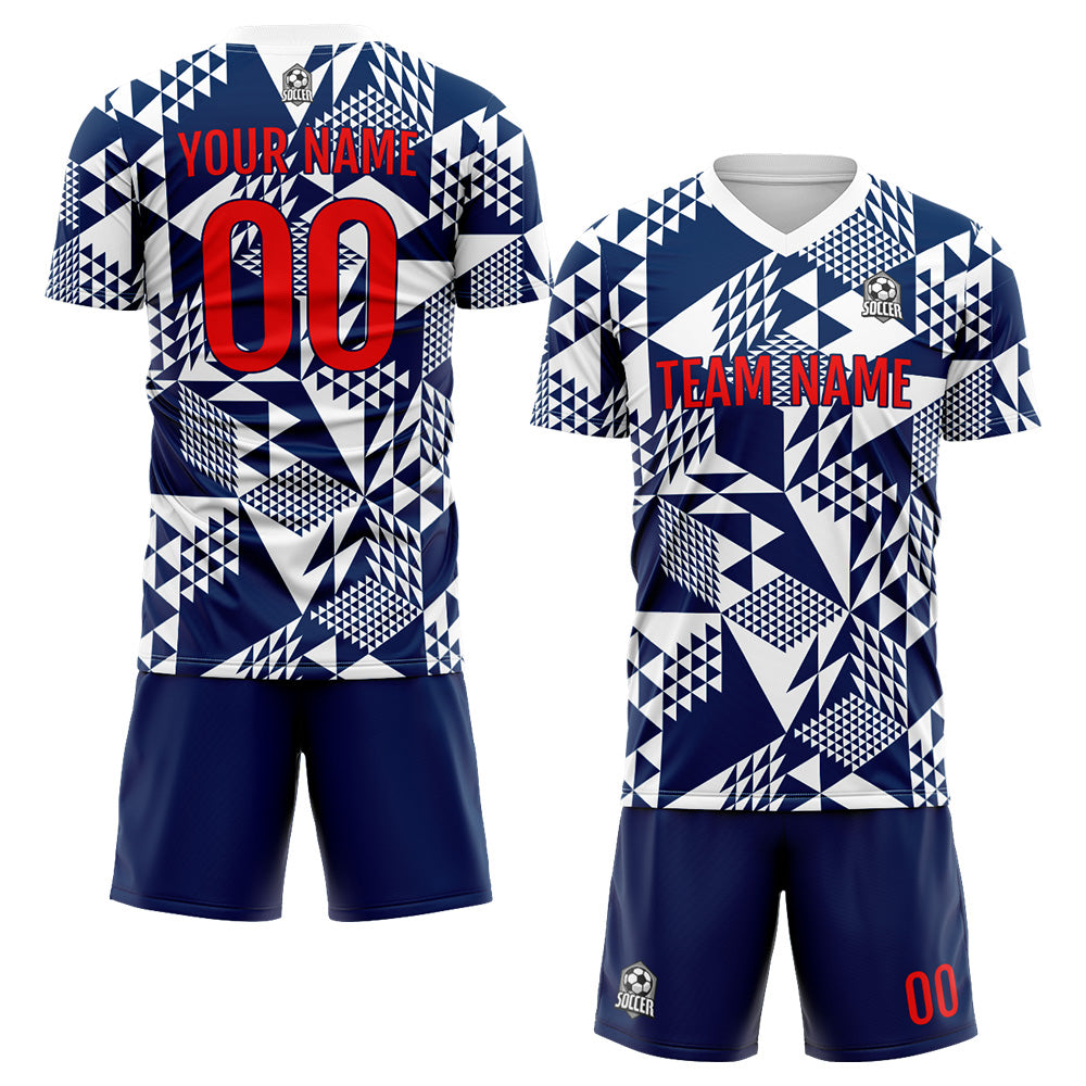 Benutzerdefinierte Fußball Trikots für Männer Frauen Personalisierte Fußball Uniformen für Erwachsene und Kind Marine-Weiß