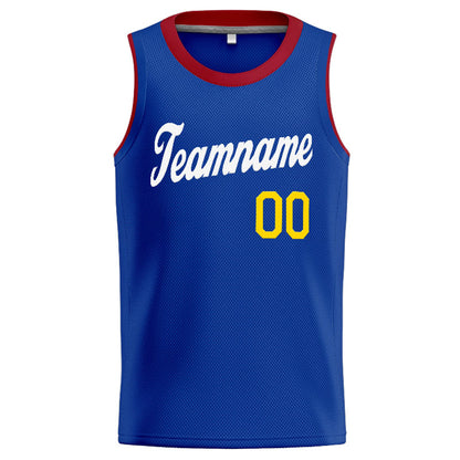 Benutzerdefinierte Authentisch  Basketball Trikot Blau-Weiß-Gelb-Rot