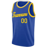 Benutzerdefinierte Authentisch Basketball Trikot Gelb-Blau-Weiß