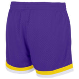 Benutzerdefiniert Violett-Gelb-Weiß Authentisch Rückblick Basketball Kurze Hose