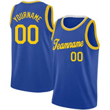 Benutzerdefinierte Authentisch Basketball Trikot Gelb-Blau-Weiß