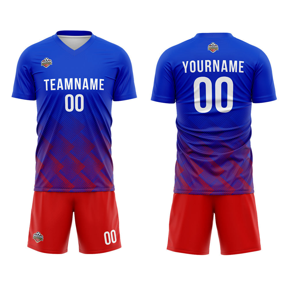 Benutzerdefinierte Fußball Trikots für Männer Frauen Personalisierte Fußball Uniformen für Erwachsene und Kind Royal-Rot