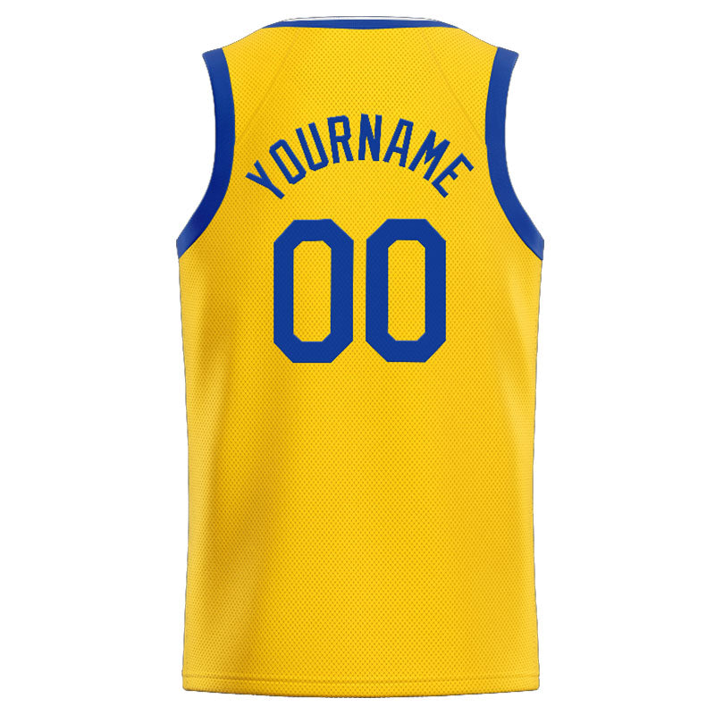 Benutzerdefinierte Authentisch  Basketball Trikot Gelb- königlich -Weiß