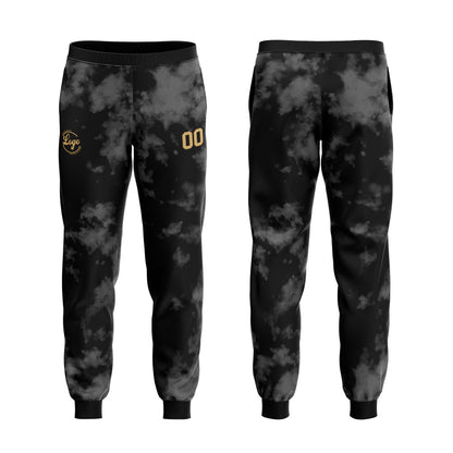 Benutzerdefiniert Gebatikt Sport Jersey Satz Schwarz-Grau-Gold