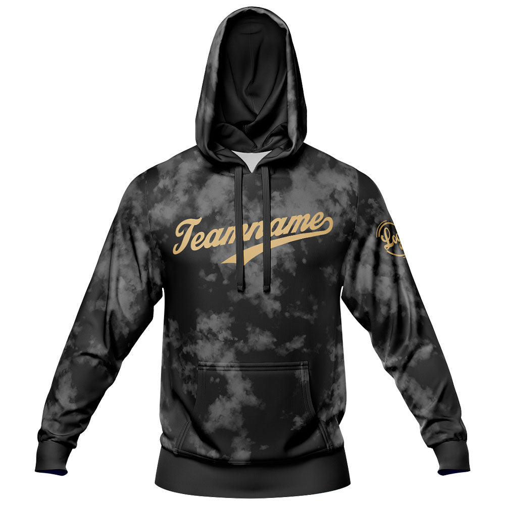 Benutzerdefiniert Gebatikt Sport Jersey Satz Schwarz-Grau-Gold
