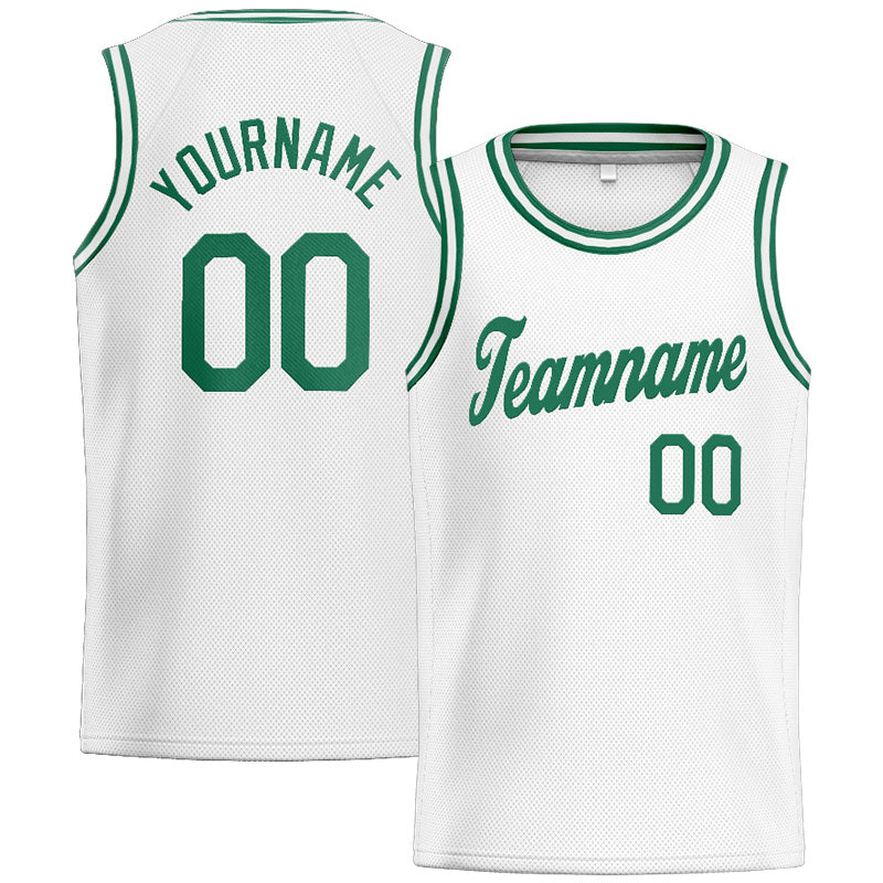 Benutzerdefinierte Authentisch  Basketball Trikot Weiß-Kelly Grün