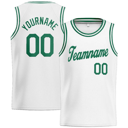 Benutzerdefinierte Authentisch  Basketball Trikot Weiß-Kelly Grün
