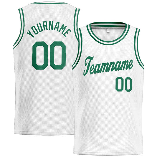 Benutzerdefinierte Authentisch  Basketball Trikot Weiß-Kelly Grün