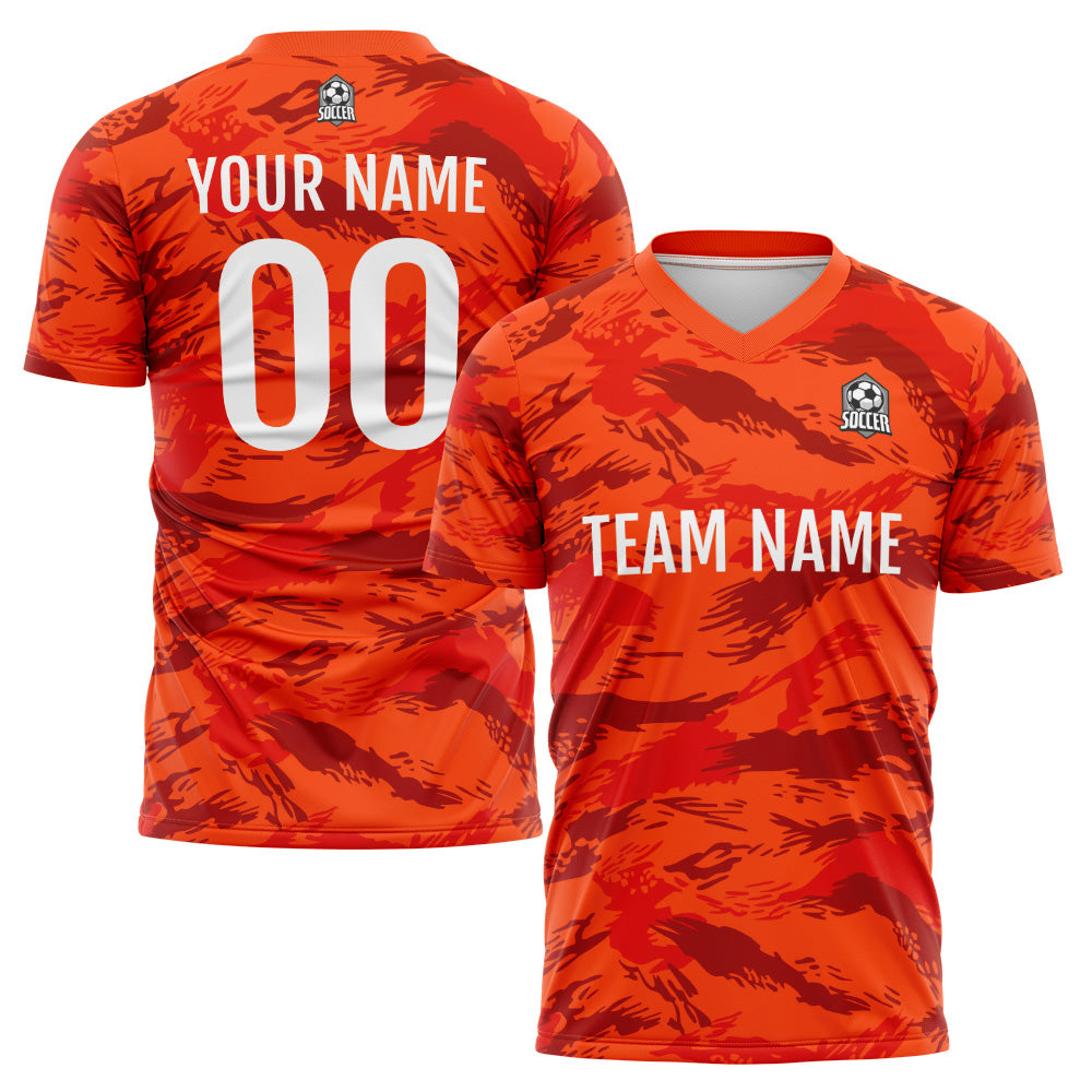 Benutzerdefinierte Fußball Trikots für Männer Frauen Personalisierte Fußball Uniformen für Erwachsene und Kind Orange