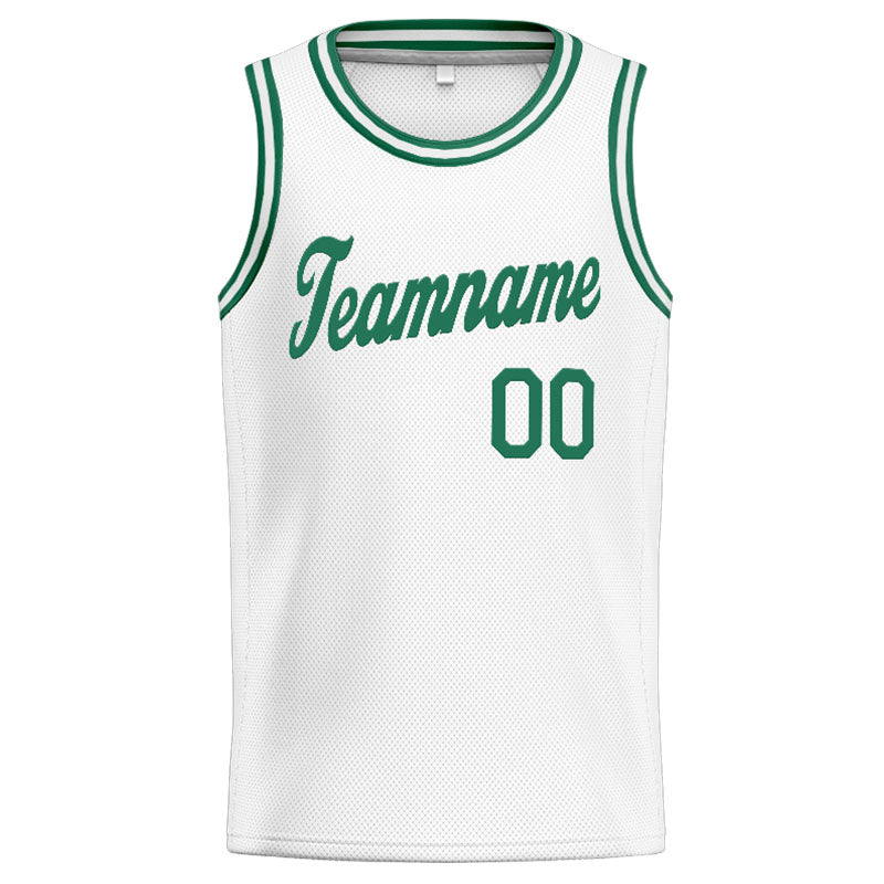 Benutzerdefinierte Authentisch  Basketball Trikot Weiß-Kelly Grün