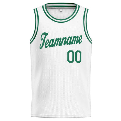 Benutzerdefinierte Authentisch  Basketball Trikot Weiß-Kelly Grün