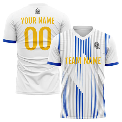 Benutzerdefinierte Fußball Trikots für Männer Frauen Personalisierte Fußball Uniformen für Erwachsene und Kind Weiß-Blau