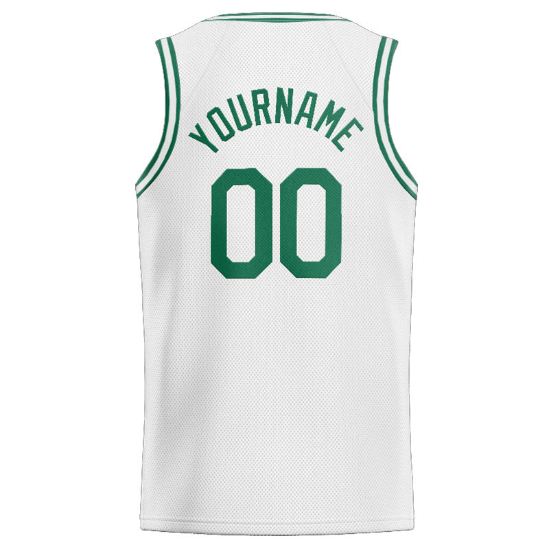 Benutzerdefinierte Authentisch  Basketball Trikot Weiß-Kelly Grün