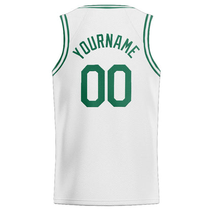 Benutzerdefinierte Authentisch  Basketball Trikot Weiß-Kelly Grün
