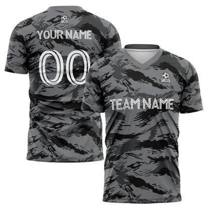 Angefertigte  Grau Fußball-Trikots für Kinder und Erwachsene, personalisierte Fußball-T-Shirts mit Teamname, Nummer und Logo