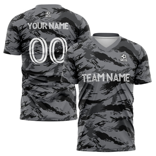 Angefertigte  Grau Fußball-Trikots für Kinder und Erwachsene, personalisierte Fußball-T-Shirts mit Teamname, Nummer und Logo