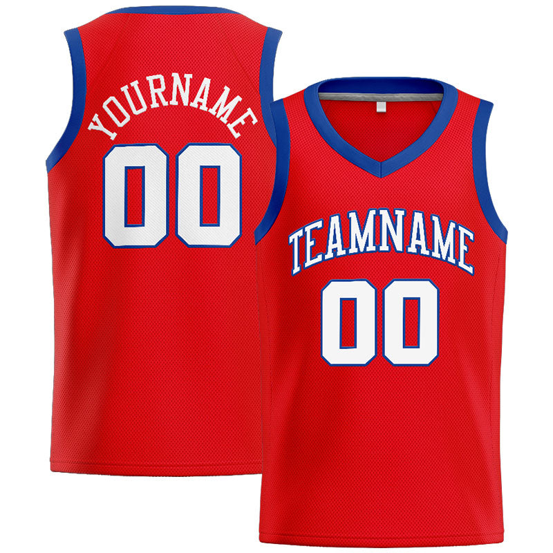 Benutzerdefinierte Authentisch  Basketball Trikot Rot-Royal-Weiß