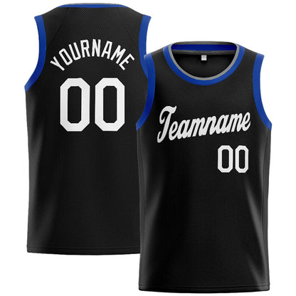 Benutzerdefinierte Authentisch  Basketball Trikot Schwarz- Weiß- Königlich- Grau