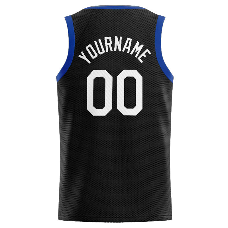 Benutzerdefinierte Authentisch  Basketball Trikot Schwarz- Weiß- Königlich- Grau