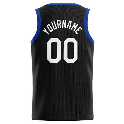 Benutzerdefinierte Authentisch  Basketball Trikot Schwarz- Weiß- Königlich- Grau